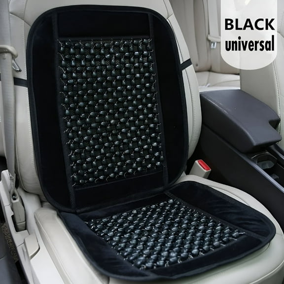 MELIVO Black Wooden Beaded Plush Velvet Seat Cover Ultra Comfort Massage Car Seat Cushion