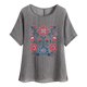 thumbnail image 1 of Camiseta de Mujer Camiseta de Manga Corta Impresión Casual Raglan Suelto de Lino Top Blusas, Cuello de la Tripulación, 1 of 4