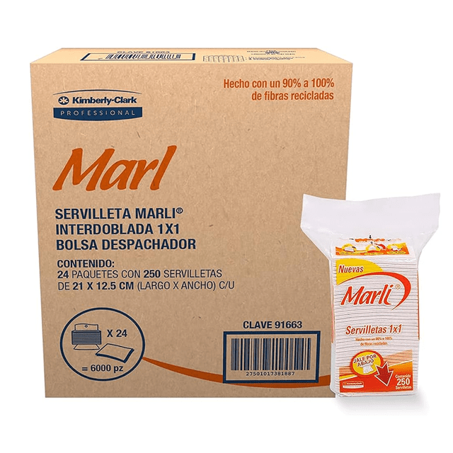 Servilletas marli taquera caja con 24 paquetes.