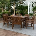 thumbnail image 2 of Walker Edison Vincent 7 Piece Chevron Outdoor Patio Dining Set Dark Brown, 2 of 3