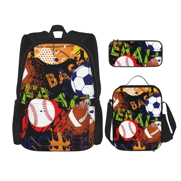 Balery Balls Mochila escolar 3 en 1 para niños: mochila resistente con lonchera térmica y estuche para lápices. Mochila escolar para niños y niñas.