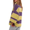 thumbnail image 5 of Womens Oversized Striped Shirt Half Zip Long Sleeve Sweatshirt V Neck Color Block Tops 2026 Spring Casual Tees Dressy Lightweight Comfy Outfits Going Out Tops Ladies Fashion Trendy, 5 of 6