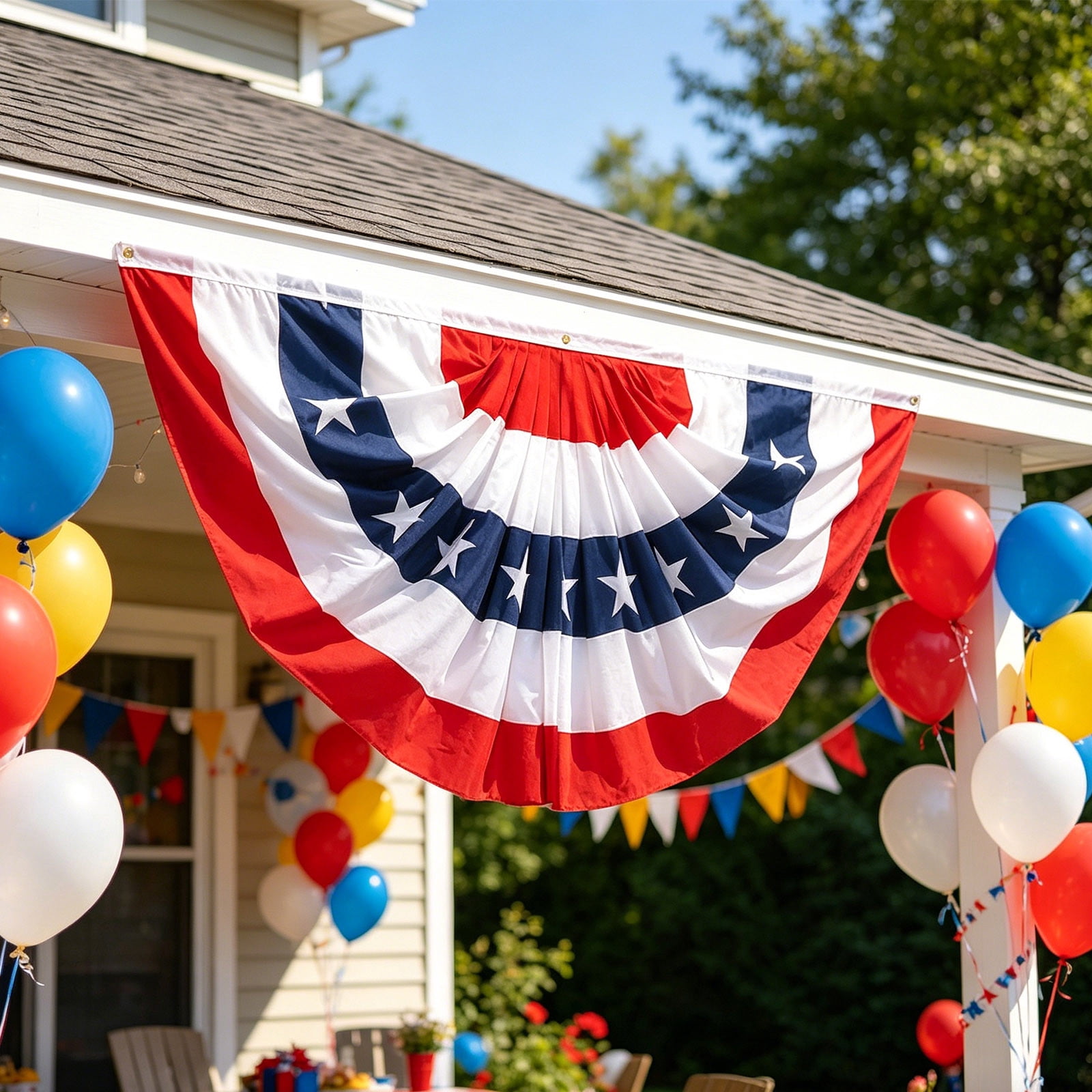 Gallickan Independence Day Fan-Shaped Patriotic Flag 60x120cm USA American Flag for Outdoor Garden Porch Holiday Decor