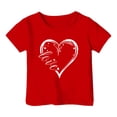 thumbnail image 3 of Adeawade Girls Short Sleeve T Shirt Round Neck Tops Heart Graphic Tee Basic Daily Wear Red 6-7 Years, 3 of 3
