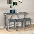 thumbnail image 5 of 4 Pieces Industrial Breakfast Table Set, Kitchen Bar Table With Power Outlet, 1 Dining Table And 3 Upholstered Stools, For Small Space, Apartment, 5 of 9