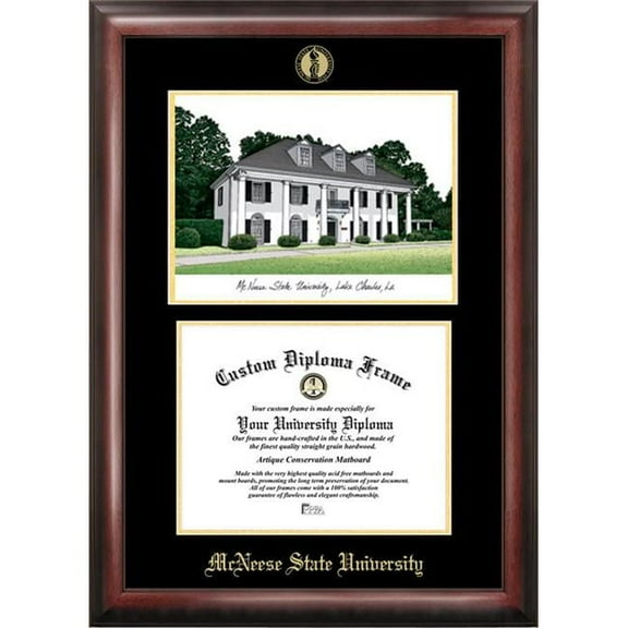 Campus Images LA996LGED McNeese State University Gold embossed diploma frame with Campus Images lithograph