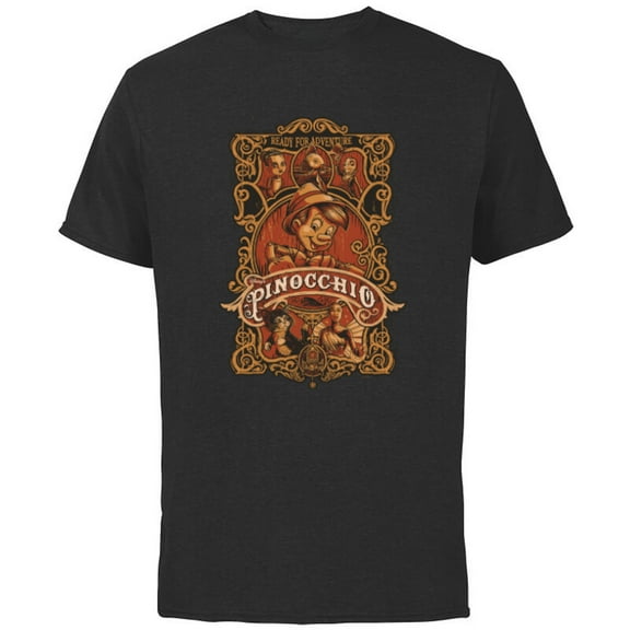 Disney Pinocchio Ready For An Adventure - Short Sleeve Cotton T-Shirt for Adults - Customized-Black