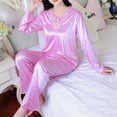 thumbnail image 6 of Awdenio Women Satin Pajamas Set Classic Clearance, Women's Long Sleeved and Full Length Pants Home Wear Two-piece Set, 6 of 7