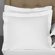 European Square Pillow Shams Set of 2 White 600 Thread Count 100% Natural Cotton