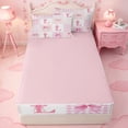 thumbnail image 4 of meiyoeat Pink Kawaii Bow Zipper Twin Comforter Sets with Fitted Sheet and 2 Pillowcases For Girls,Modern Personalized Initial L Zipper Bedding Set For Kids,Pink Reversible,4 Pieces, 4 of 7