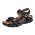 thumbnail image 4 of Rokment Women's Orthopedic Arch Support Walking Sandals Comfortable Fashion Casual Leather Open Toe Platform Wedge Dressy Summer Shoes for Ladies 2026 Black Size 5.5, 4 of 5