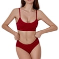 thumbnail image 2 of Conjunto de lencería sin costuras de 2 piezas con cuello en U para mujer: sujetador halter de cintura alta y braguitas, nailon/spandex, ropa de dormir/noche sexy, 2 of 8