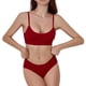 thumbnail image 2 of Conjunto de lencería sin costuras de 2 piezas con cuello en U para mujer: sujetador halter de cintura alta y braguitas, nailon/spandex, ropa de dormir/noche sexy, 2 of 8
