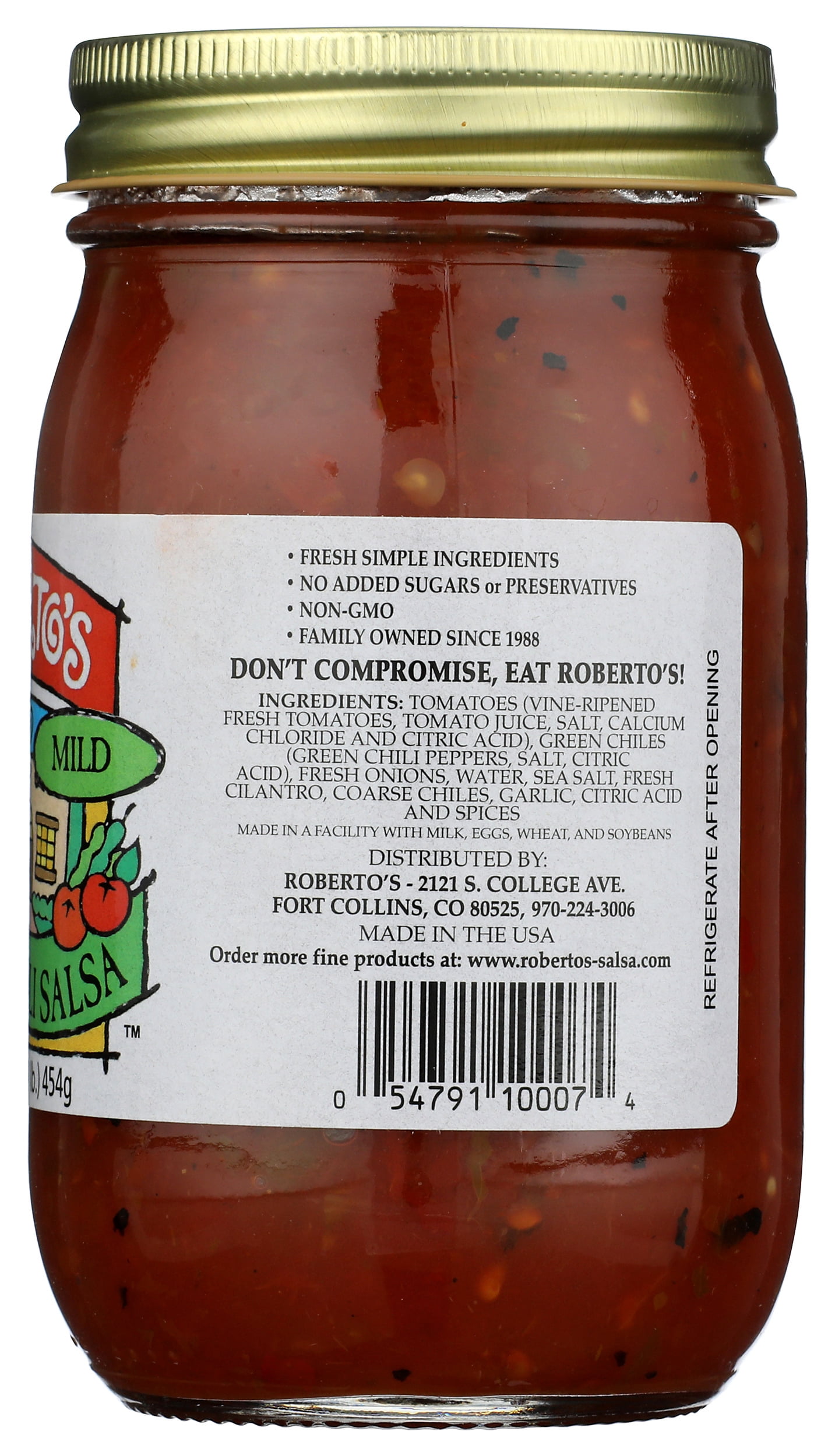 Roberto's Mild Green Chili Salsa, 16 oz, Fresh Ingredients
