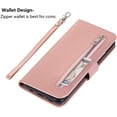 thumbnail image 5 of Wallet Case for Samsung Galaxy S8 Plus, 5 Card Slots Magnetic Closure Zipper Pocket Handbag PU Leather Flip Case with Wrist Strap TPU Kickstand Cover for Samsung Galaxy S8 Plus - Rose Gold, 5 of 7