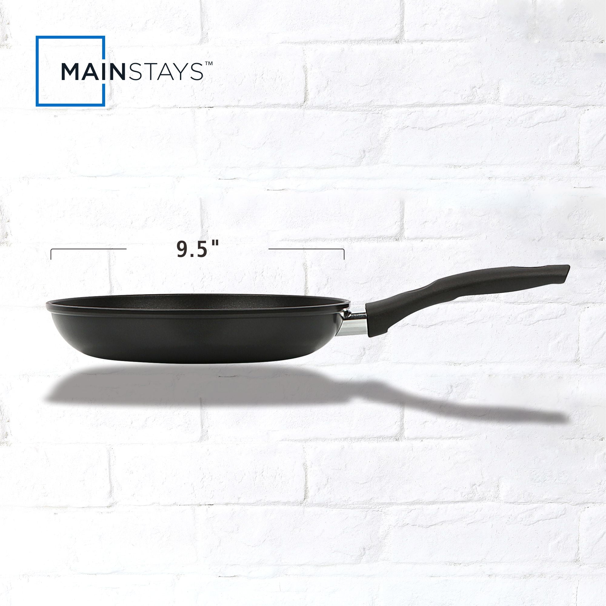 (6 pack) Mainstays 9.5" Non-Stick Aluminum Alloy Skillet Black Dishwasher Safe