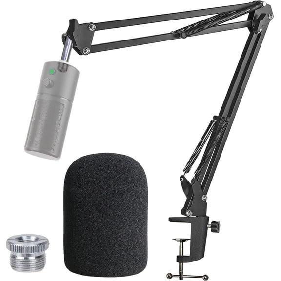 Seiren X Boom Arm with Pop Filter - Gaming Microphone for Computer Mic Stand Mic Arm with Foam Cover Windscreen for Razer Seiren X Streaming Microphone by SUNMON
