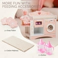 thumbnail image 4 of Robud Wooden 6-in-1 Baby Doll Changing Table with Baby Doll Crib, Washing Machine, Bottle Sterilizer, Storage Area, and Doll Seat, Ideal Role-Playing Toy for Kids 3+, Fits Dolls Up to 20 in, Pink, 4 of 15