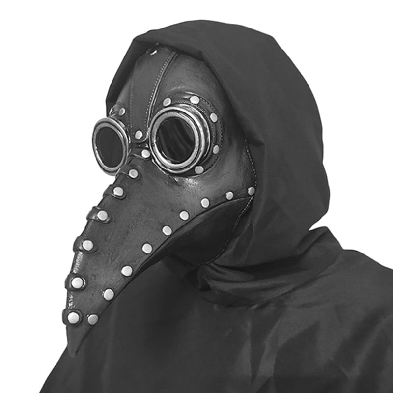 Black Leather Look Long Nose Venetian Masquerade Mask Halloween Plague Doctor Dr 