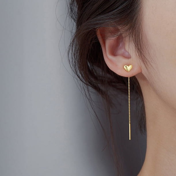 Pendientes de moda para mujer, estilo coreano, elegantes, largos, con borlas en forma de corazón, para el rostro, pendientes delgados