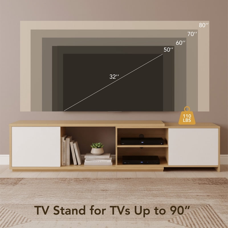 Spruce & Spring Extendable TV Stand for Large TVs up to 90 inches for Living Room