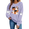 thumbnail image 2 of NSLGXD Halloween Sweatshirts for Women Spooky Ghost Graphic Pullovers Stretch Work Round Neck Long Sleeve Y2k Tops Halloween Costumes, 2 of 5