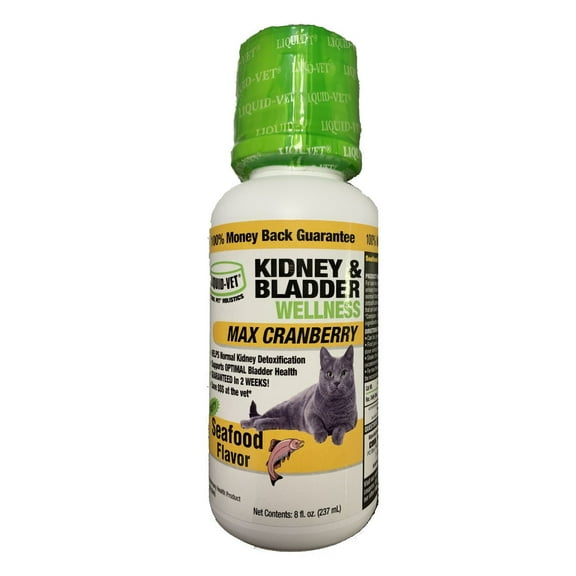 Liquid-Vet Bien-Être Reins & Vessie Félin avec Canneberge MAX – Saveur de Fruits de Mer, Supplément pour la Santé Urinaire, 8oz