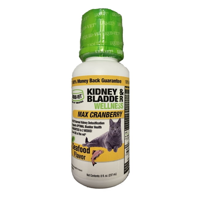 Liquid-Vet Bien-Être Reins & Vessie Félin avec Canneberge MAX – Saveur de Fruits de Mer, Supplément pour la Santé Urinaire, 8oz