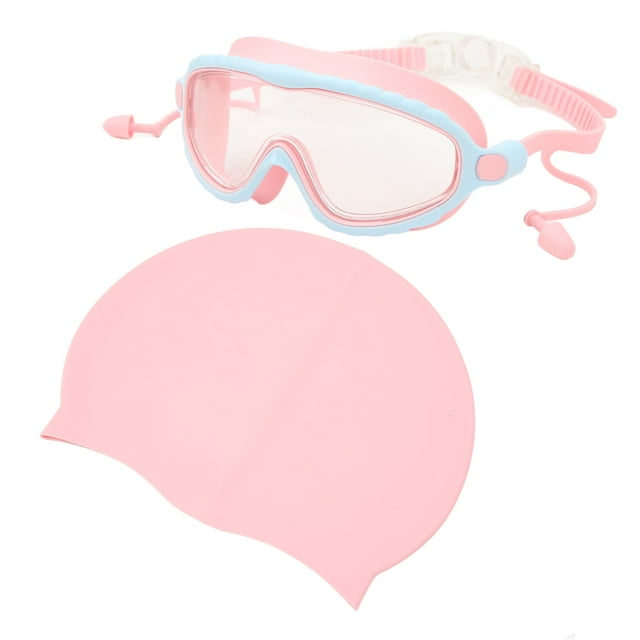 Juego De Gorros Para Gafas De Natación Para Niños, Gafas De Natación Con Montura Grande, Cómoda Protección UV A Prueba De Niebla Con Funda Protectora Para Niñas Para
