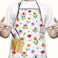 thumbnail image 2 of Pioneer Flower Floral Print Pattern Cotton Linen Apron with Pockets, Waterproof Adjustable, 33x27 Inch for Kitchen, Gardening, BBQ, Salon, 2 of 6
