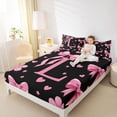 thumbnail image 3 of Erosebridal Letter L Monogrammed Full Size Sheets,Pink Ribbon Bow Girls Bed Sheets For Kids 4pcs, 3 of 6