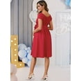 thumbnail image 4 of DARING DIVA Women's Midi Short Sleeve Boho Tie Waist Maternity Dress XL Red, 4 of 7