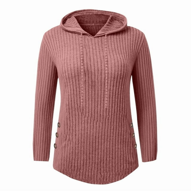Chandails à Capuchon pour Femmes, Chandails Molletonnés Surdimensionnés, Chemises à Manches Longues, Chandails, Pulls d'Automne, Hauts, Rose G