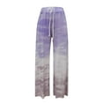 thumbnail image 3 of Work Out Leggings Gym for Women Casual Loose Gradient Tie-Dye Printed Long Wide Leg Yoga Trousers Purple L, 3 of 5