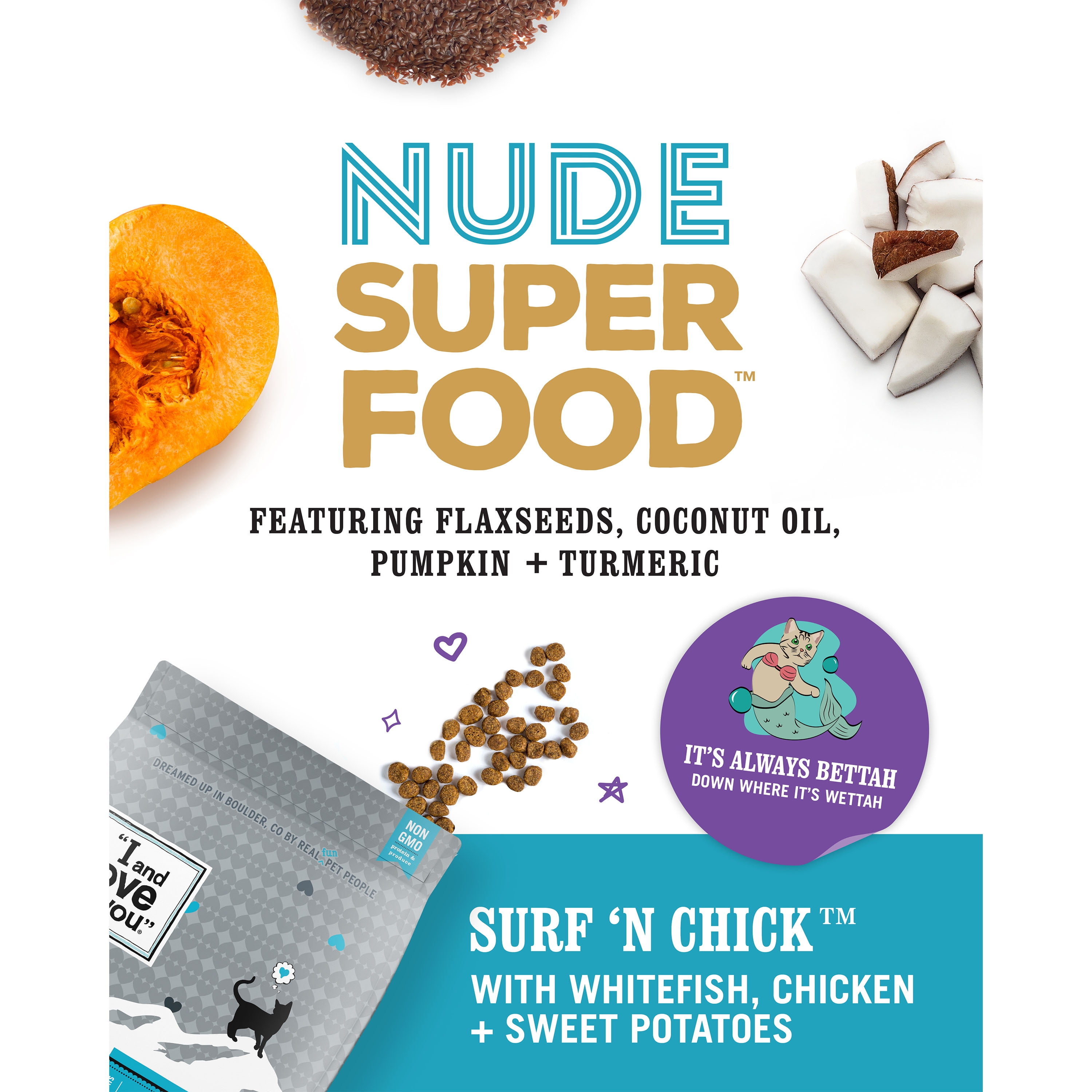 "I and love and you" - Nude Food Surf 'n Chick Dry Cat Food - 5 lb bag