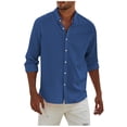 thumbnail image 1 of Men's Fashion Long Sleeve Solid Colour Casual T Shirt Button Regular Fit Shirt TopL, 1 of 4