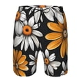thumbnail image 3 of Honeii's Yellow White Daisy Pattern Print Men's Casual Shorts with Drawstring，Swim Trunks Quick Dry Beach Shorts, 3 of 5