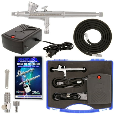 - Complete Gravity Dual-Action AIRBRUSH SET KIT Air Compressor Hobby Cake Tattoo