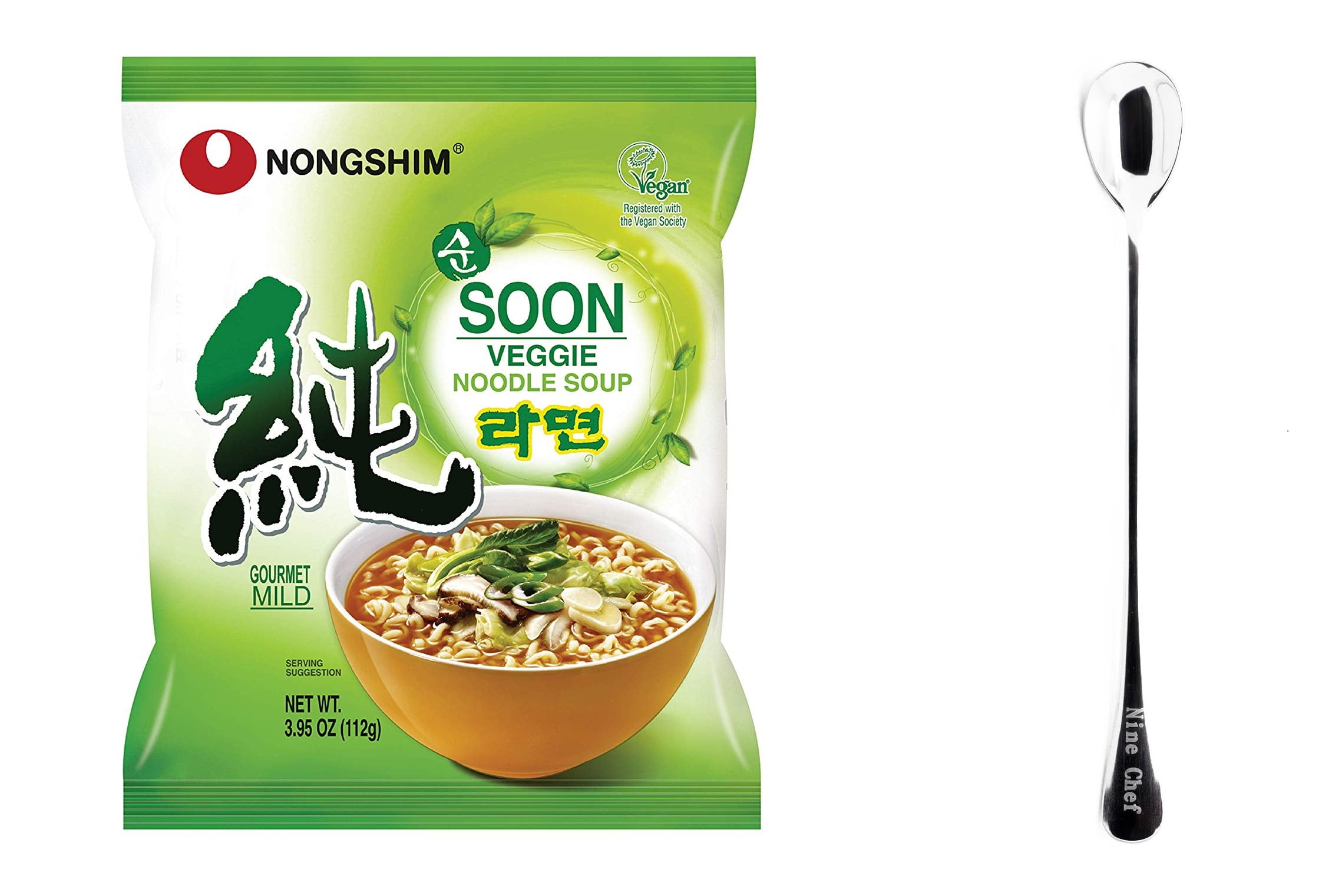 Nongshim Noodle (16 Pack, Veggie Noodle Soup) plus NineChef Brand Long