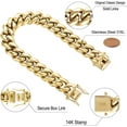 thumbnail image 2 of Mens Heavy Miami Cuban Link Chain Choker 14k Gold Plated Hip Hop Thick Stainless Steel 8mm/10mm/12mm/14mm/16mm Necklace/Bracelet, 2 of 6