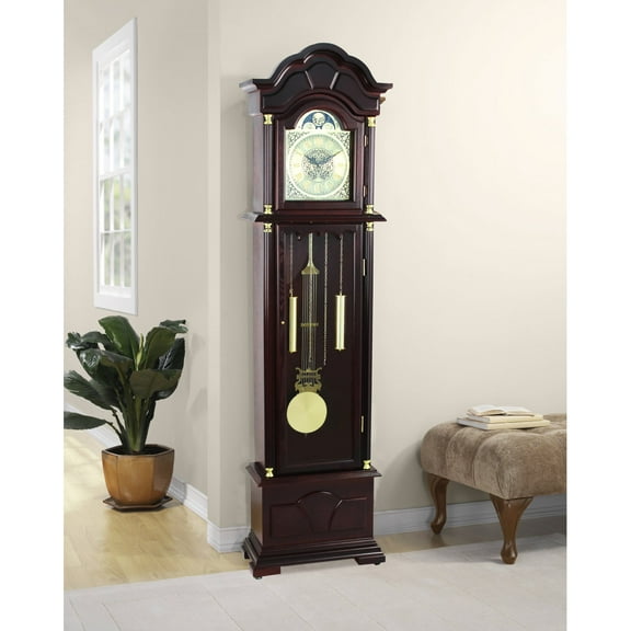 72" Floor Standing Grandfather Clock Cherry Finish