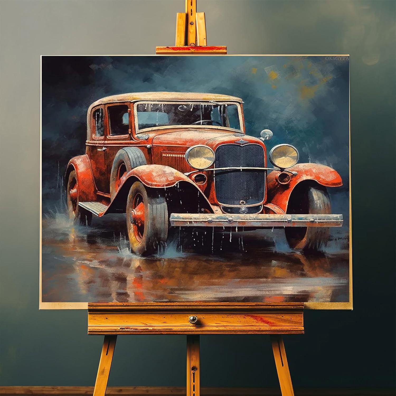 Paint by Numbers Retro Car Trucks Pickup Classic Cars DIY Canvas Oil Painting Kit Adults Beginner, Pre-Printed Canvas Arts Craft for Home Wall,1 Color