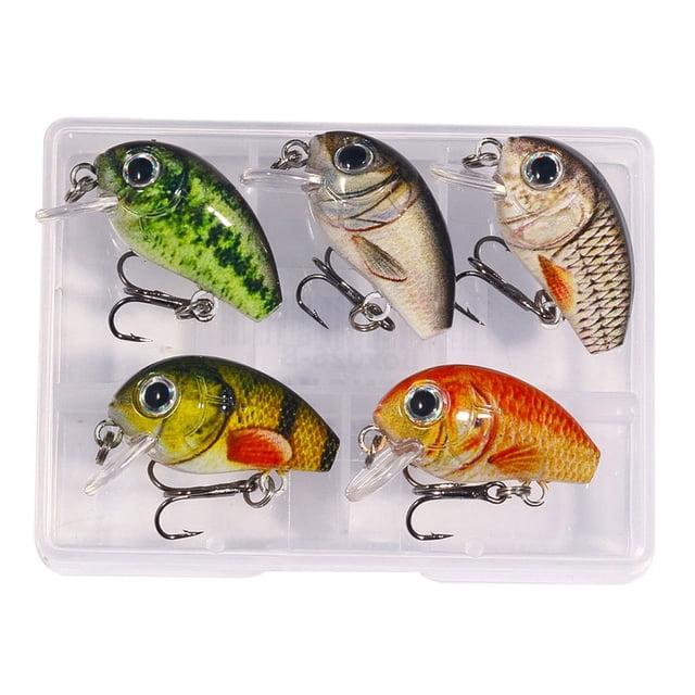 Likrtyny Juego Mini Señuelos Pesca Cebo Duro Artificial Wobblers Crankbait 5 Uds.