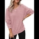thumbnail image 2 of Sudadera de Cuello Redondo de Punto Gofre de Gran Tamaño para Mujer, Sudadera Informal de Larga con Laterales Rosa XXL, 2 of 8