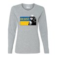 thumbnail image 2 of Support Ukrainian Flag Zelensky RESIST Womens Graphic Long Sleeve T-Shirt, Heather Grey, Medium, 2 of 4