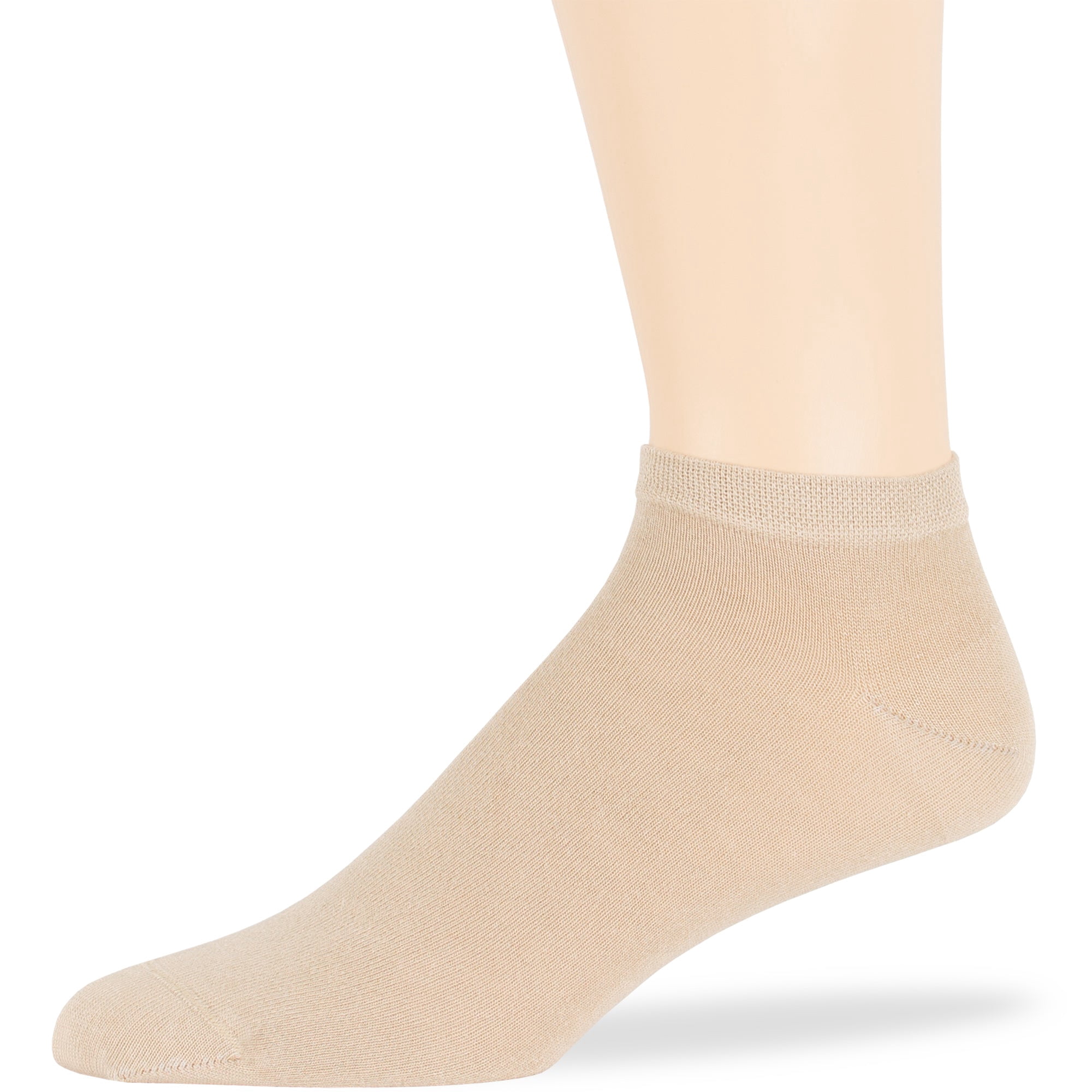 7BIGSTARS KINGDOM Men Bamboo Ankle Sock - 6 Pack - Thin Seamless Breathable Soft Solid Low Cut - Sock Size 10-13 Shoe 9-12 L Light Beige