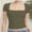 Army green, variant on Women's short Sleeve Short Sleeve Tops Square Neck T Shirts Fitted Basic Tee