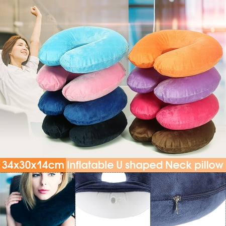 Air Inflatable U Shape Pillow Cushion Shoulder Neck Support Relief For Home Travel Office Plane Outdoor (Best Pillow For Plane Travel)