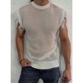 thumbnail image 6 of Men'S Crochet Knit Sleeveless Mesh Tank Top White XL, 6 of 7