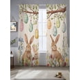 thumbnail image 2 of Easter Rabbits Sheer Curtains 2 Panels Set Colorful Eggs Sheer Window Curtains Light Filtering Rod Pocket Voile Drapes for Bedroom Living Room 52"X108", 2 of 9